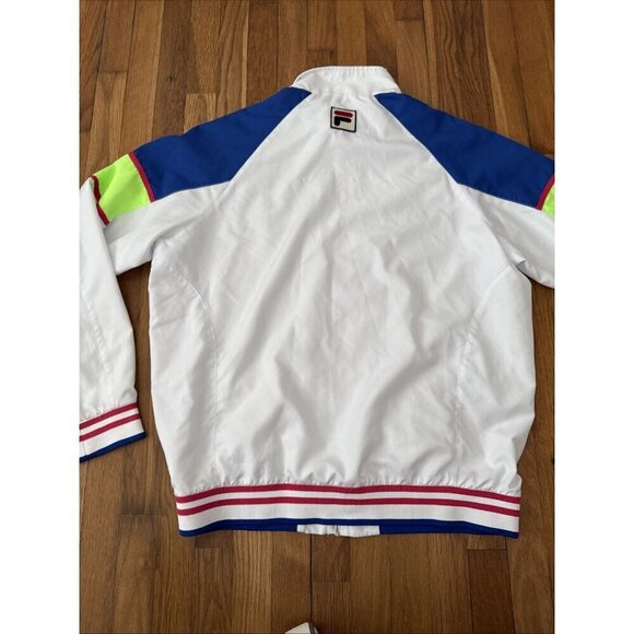 FILA Spellout Men's SONY Open Tennis White Full Zip Jacket Mesh Lined Size XL - Picture 6 of 6